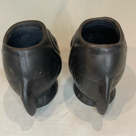 Two Blackware Small Fish Figural Planters Signed Lama Oaxaca Mexico - Picture 4 of 15